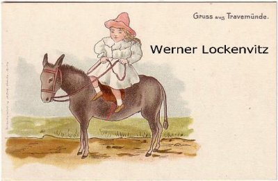 Ansichtskarte Lübeck-Travemünde Mädchen auf einem Esel