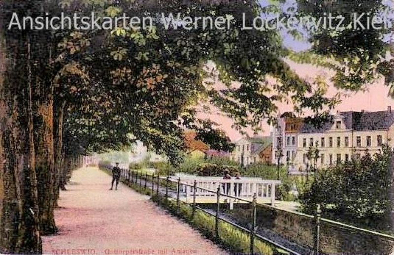 Ansichtskarte Schleswig Gottorperstraße mit Anlagen