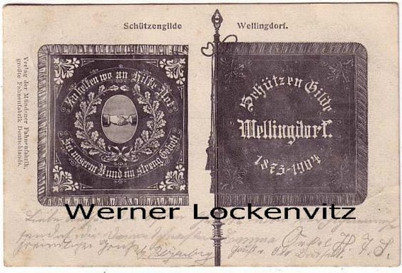 Ansichtskarte Kiel-Wellingdorf Fahne der Schützengilde
