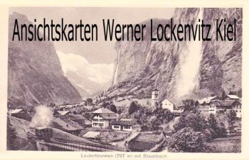 Ansichtskarte Schweiz Lauterbrunnen Ortsansicht mit Zug Bern