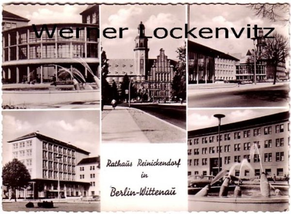 Ansichtskarte Berlin-Reinickendorf-Wittenau Brunnen Rathaus
