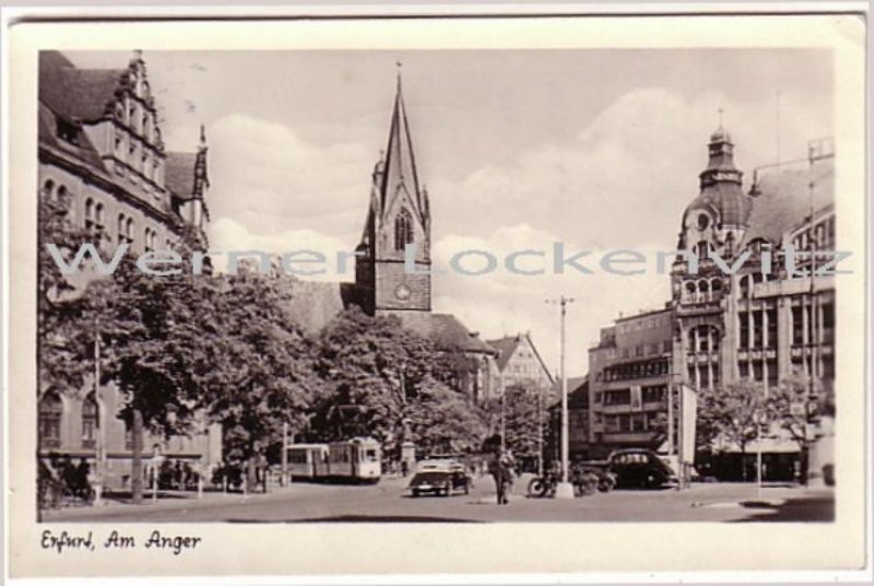 Ansichtskarte Erfurt Am Anger mit Straßenbahn