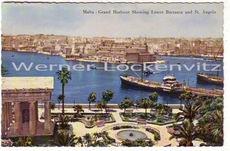 Ansichtskarte Malta Grand Harbour showing Lower Barracca and St. Angelo 