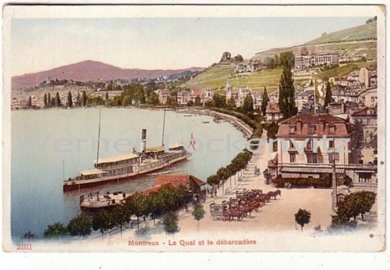 Alte Ansichtskarte Schweiz Montreux Le Quai et le debarcadere mit Dampfer Schiffe Waadt 