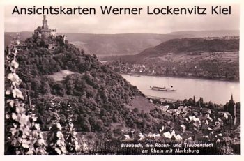 Ansichtskarte Braubach am Rhein Ortsansicht mit Marksburg Weinreben Dampfer