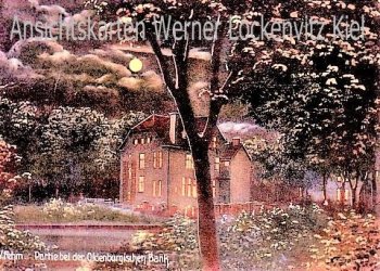 Ansichtskarte Burg auf Fehmarn Partie bei der Oldenburgischen Bank Mondscheinkarte