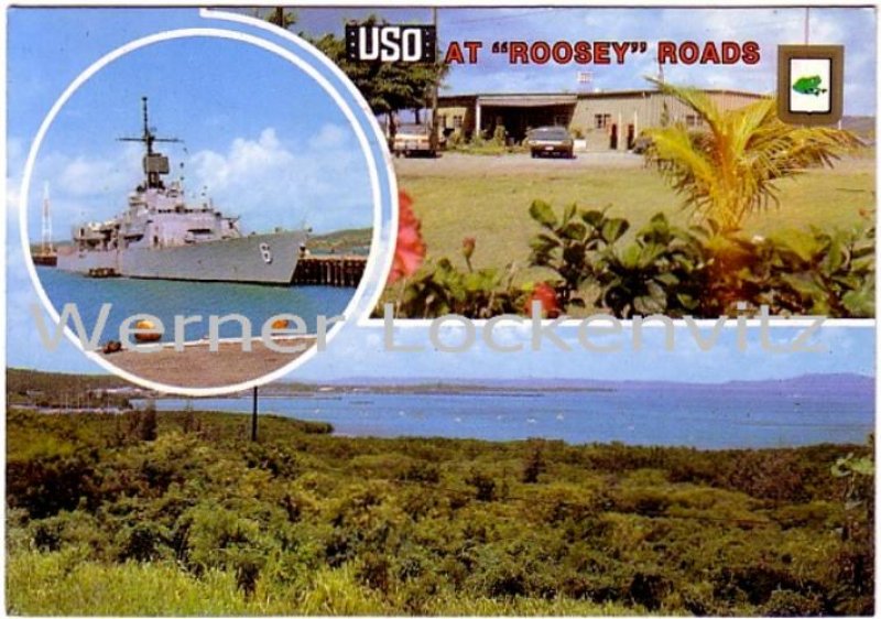 Ansichtskarte U.S. Naval Station Roosevelt Roads Ceiba Puerto Rico mit Marineschiffspost  Stpl. 