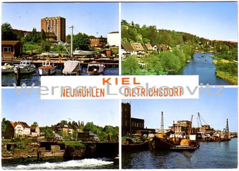 Ansichtskarte Kiel-Neumühlen-Dietrichsdorf Schwentine Fischereihafen  