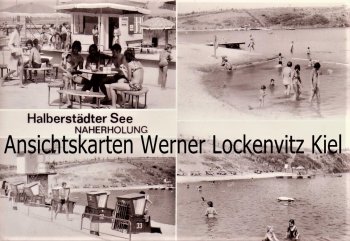 Ansichtskarte Halberstadt See Naherholung Kiosk Strandkörbe