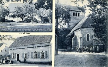 Ansichtskarte Wiedemar-Grosslissa Neukyhna Filiale des Konsumvereins Delitzsch Kirche Schule LPstpl. 