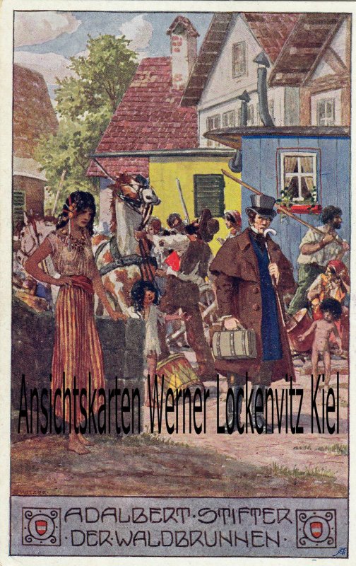 Ansichtskarte Adalbert Stifter Der Waldbrunnen illustriert Gemälde sign. Ernst Kutzer