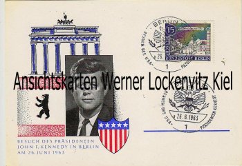 Gedenkkarte Besuch des Präsidenten der USA John F. Kennedy in Berlin Sonderstempel