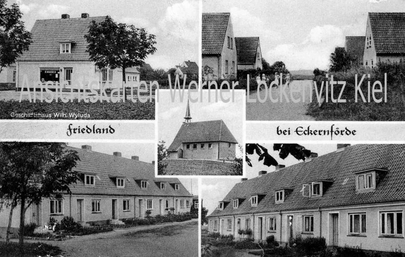 Ansichtskarte Windeby-Friedland Ortsansichten mit Geschäftshaus von Wilhelm Wyluda