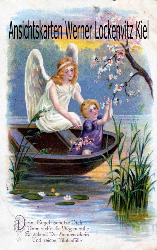 Ansichtskarte Engel mit Kind im Boot Schutzengel