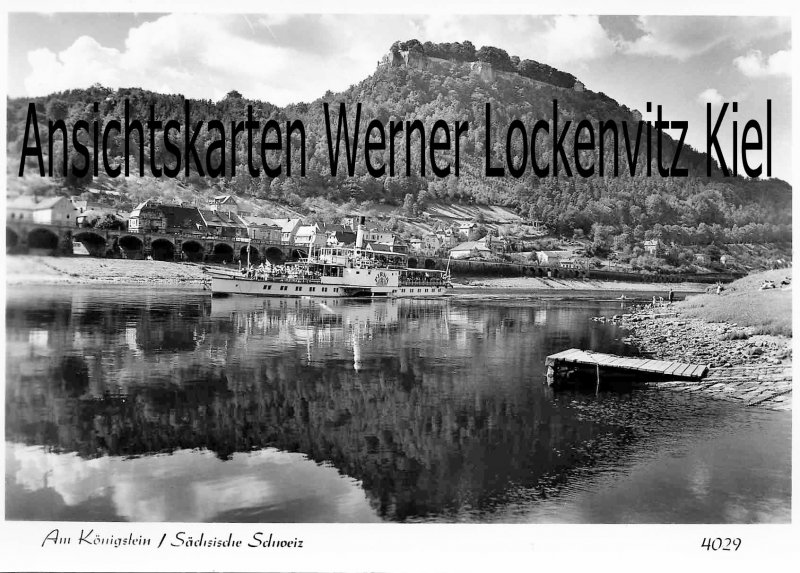Ansichtskarte Königstein Sächsische Schweiz mit Dampfer Pirna