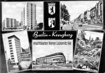 Ansichtskarte Berlin-Kreuzberg Hallesches Tor Kottbusser Damm und Hochhaus