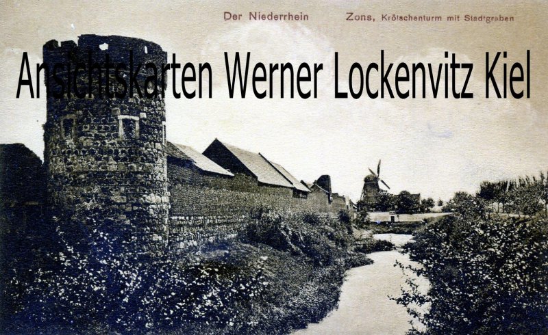 Ansichtskarte Dormagen-Zons Krölschenturm und Mühle