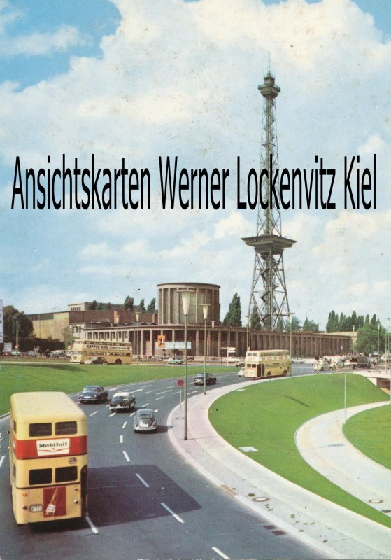 Ansichtskarte Berlin Funkturm mit Stadtautobahn Busse