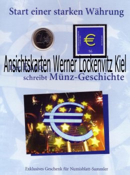 Gedenkblatt Start einer starken Währung. Der Euro schreibt Münz-Geschichte
