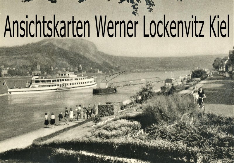 Ansichtskarte Remagen mit Erpeler Ley mit Dampfer Bagger Kran