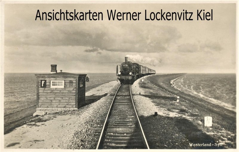 Ansichtskarte Zug auf dem Hindenburgdamm 