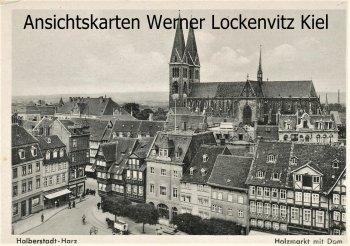 Ansichtskarte Holzmarkt mit Dom in Halberstadt 