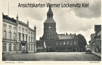 Ansichtskarte Sternberg Marktplatz mit Postamt Hotel