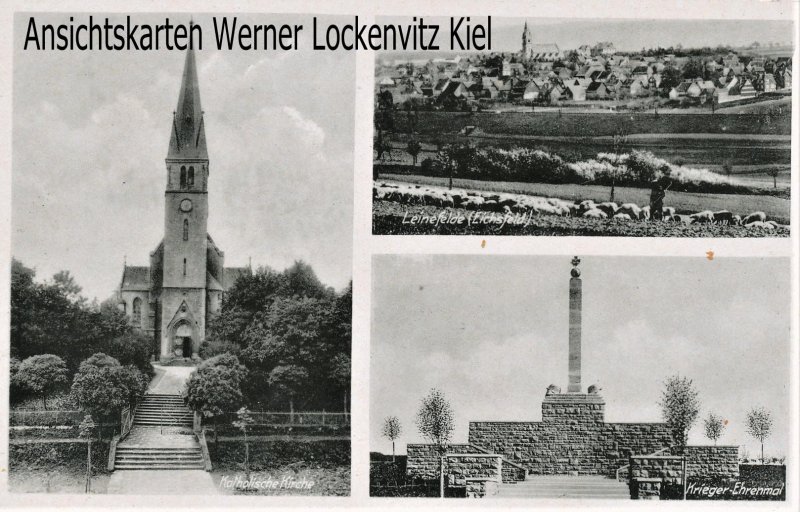 Ansichtskarte Leinefelde Worbis Katholische Kirche Ortsansicht Krieger-Ehrenmal