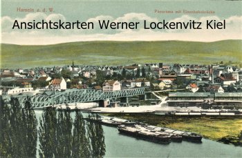 Ansichtskarte Hameln Panorama mit Eisenbahnbrücke