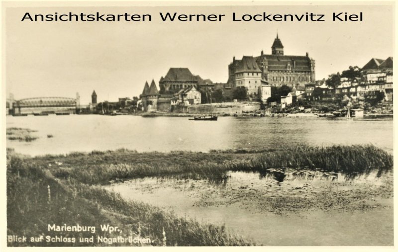 Ansichtskarte Polen Marienburg Malbork Blick auf Schloss und Nogatbrücken