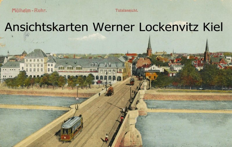 Ansichtskarte Mülheim Ruhr Totalansicht mit Brücke und Straßenbahn